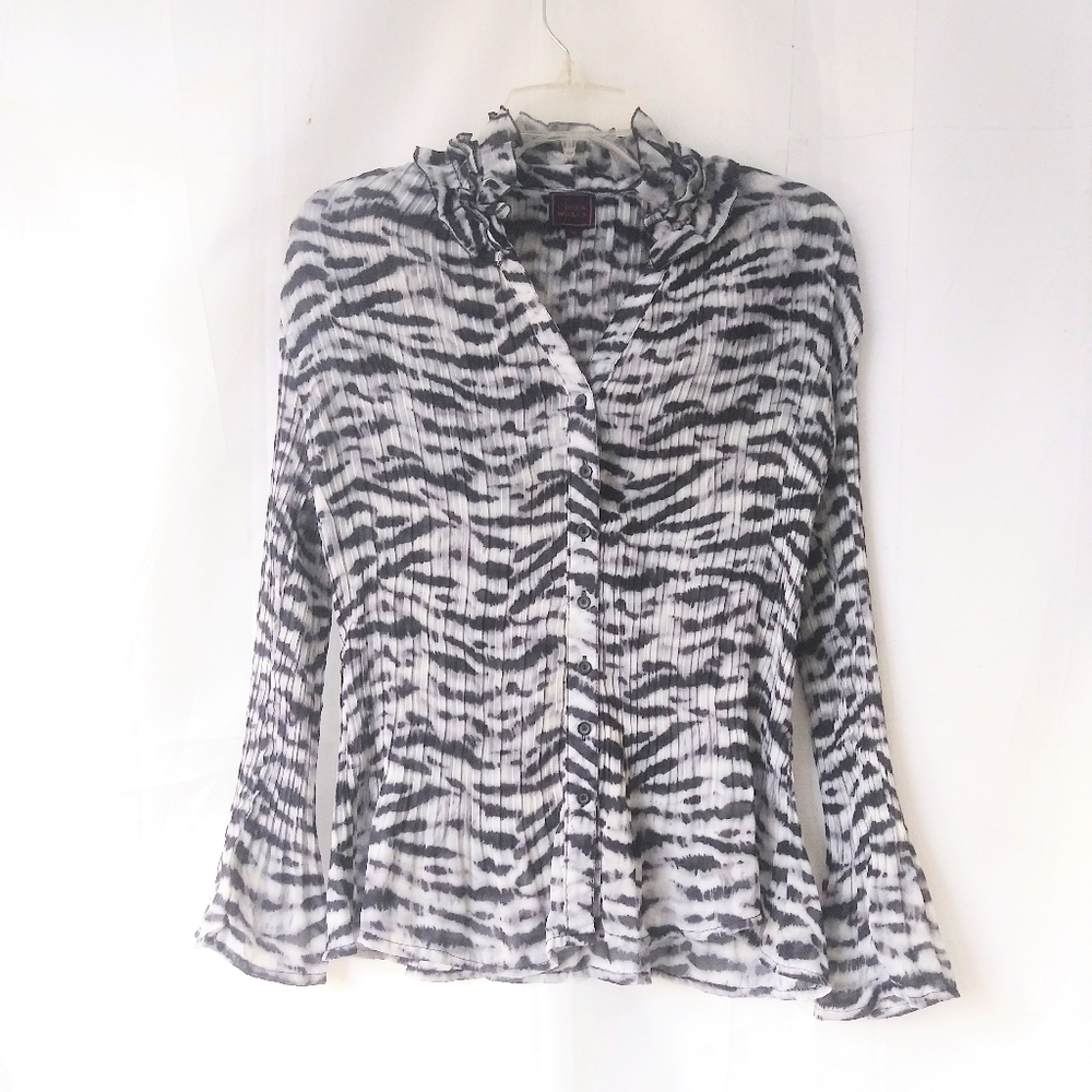 Tiger print ruffly blouse
